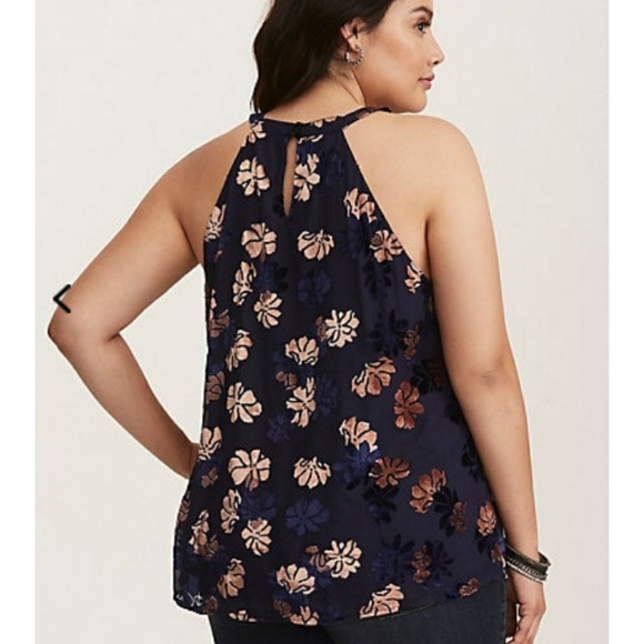 TORRID floral velvet mock neck top size 0x - Picture 2 of 7